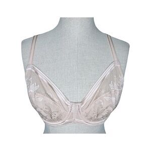 Wacoal Net Effect Underwire Bra sz 36C * Unlined Rose Dust Mesh Embroidered